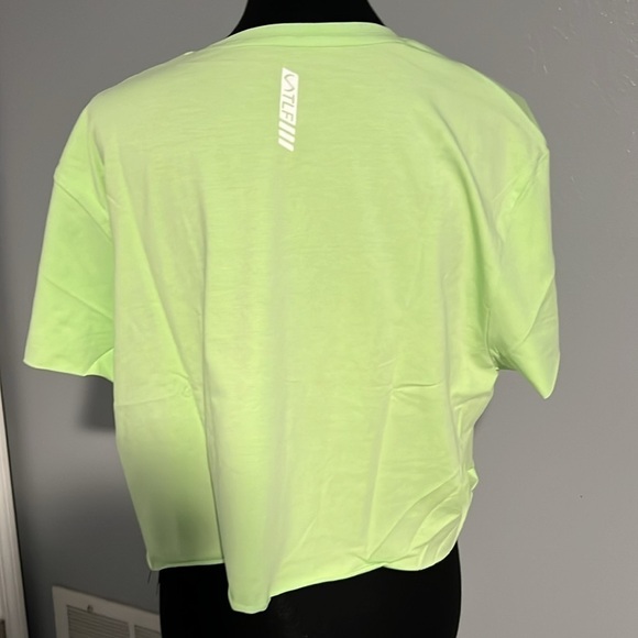 TLF Lift Oversized Gym Crop Tee Neon Lime White Large raw edge - Picture 14 of 14